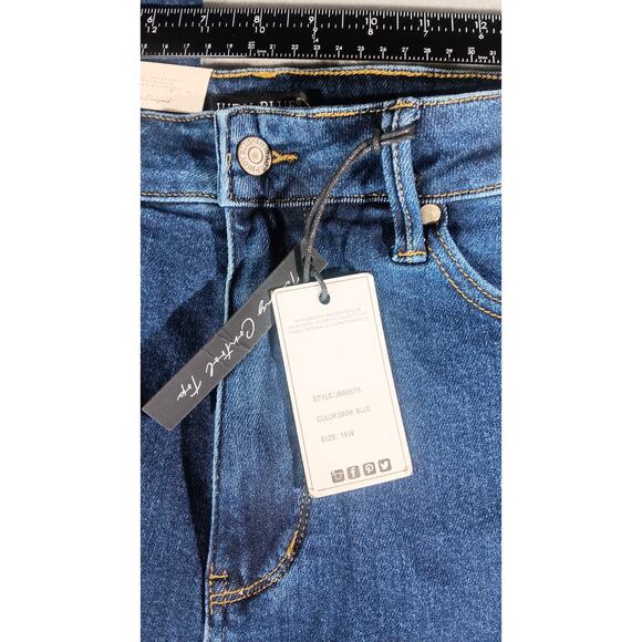 NWT Judy Blue 16W High Waist Straight Jeans Dark Blue Denim Stretch JB88575 - Picture 4 of 7